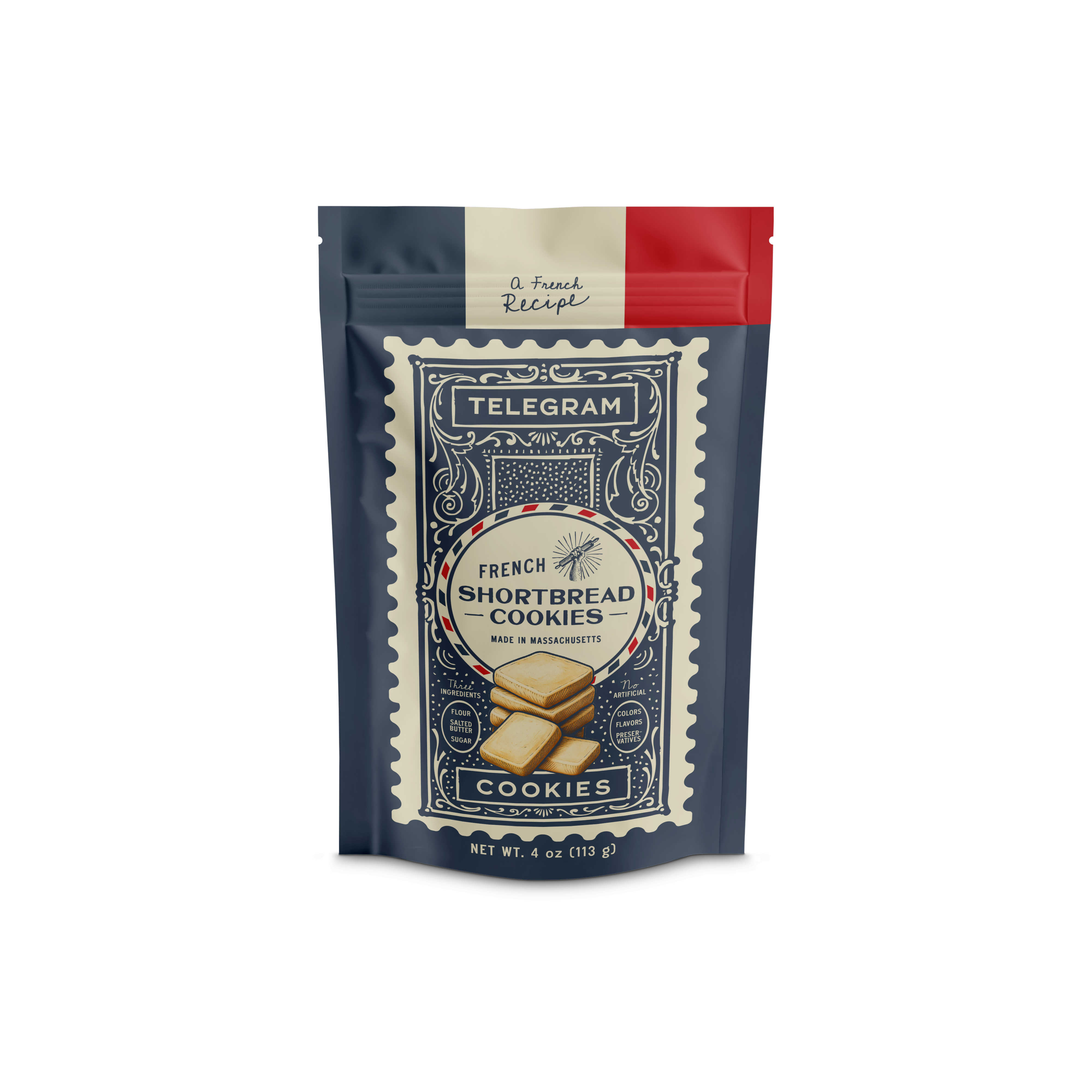 Telegram Cookies pouch — French shortbread cookies made with flour, salted butter, and sugar